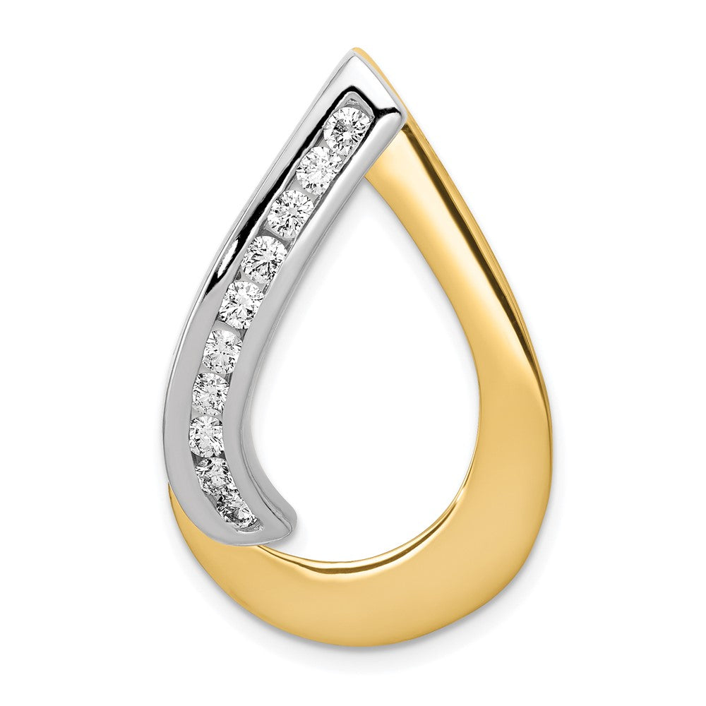 14k Two-Tone Complete 3/8 carat AAA Diamond Teardrop Slide Fits up to Regular/ Fancy or Reversible Omega