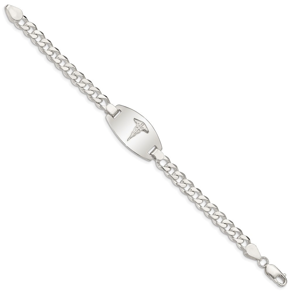 Sterling Silver Polished Curb Link 29x Oval Plate Medical ID Bracelet