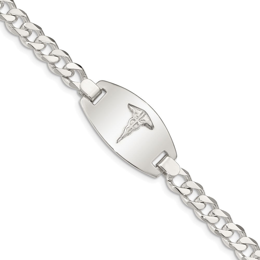 Sterling Silver Polished Curb Link 29x Oval Plate Medical ID Bracelet