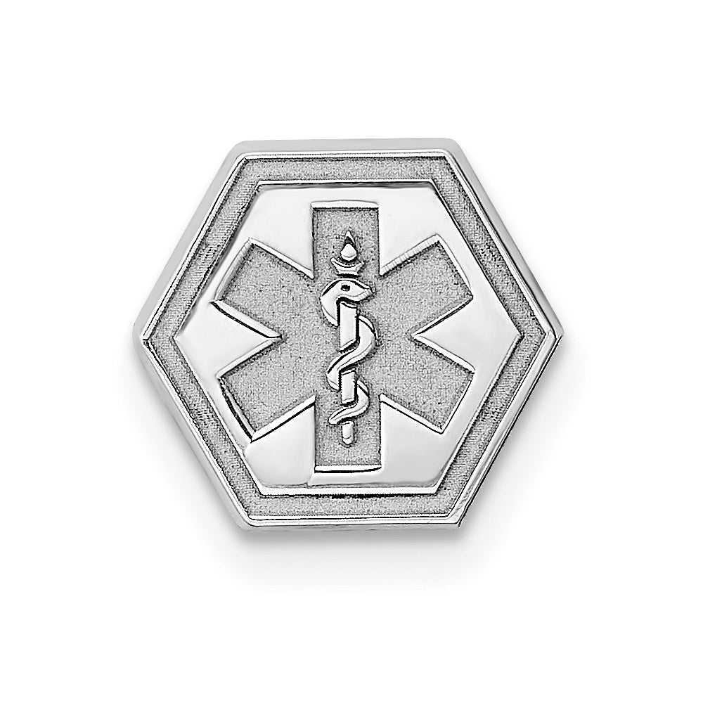 Sterling Silver Rhod-plt Non-enameled Attachable Emblem Medical Charm