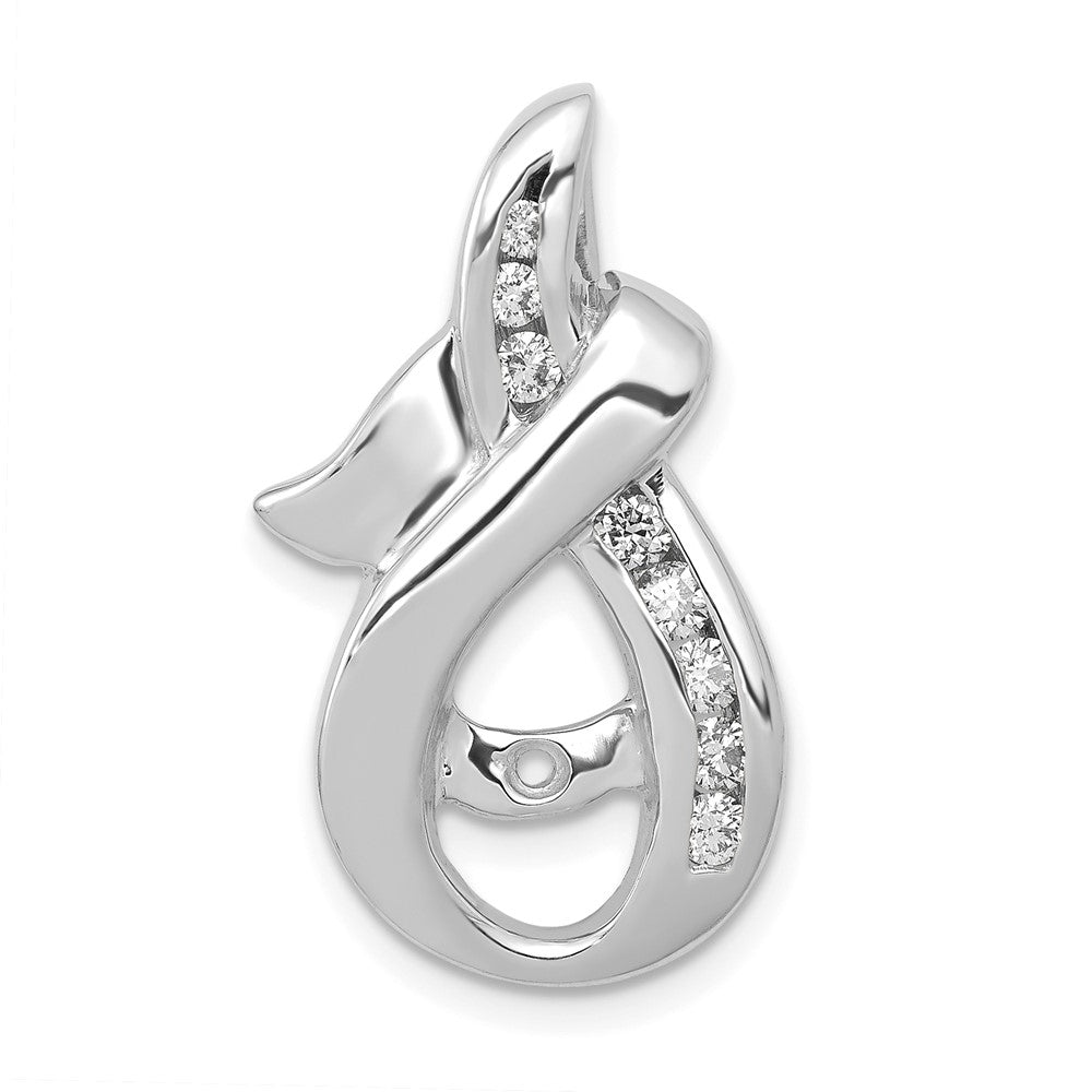 14k White Gold Peg-set A Diamond Semi-Mount Slide Fits up to Regular/ Fancy or Reversible Omega