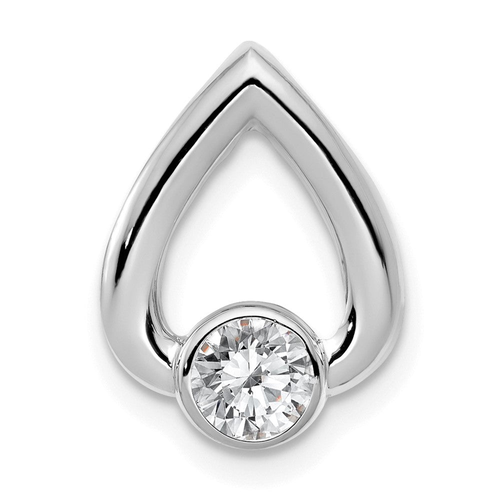 14k White Gold Teardrop Diamond Chain Slide Mtg