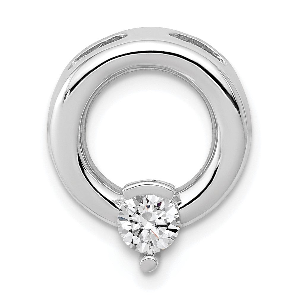 14k White Gold Circle Diamond Chain Slide Mtg