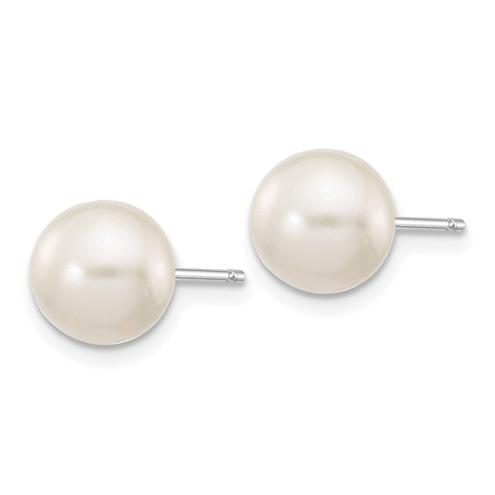 14k White Gold 7- White Round Freshwater Cultured Pearl Stud Post Earrings