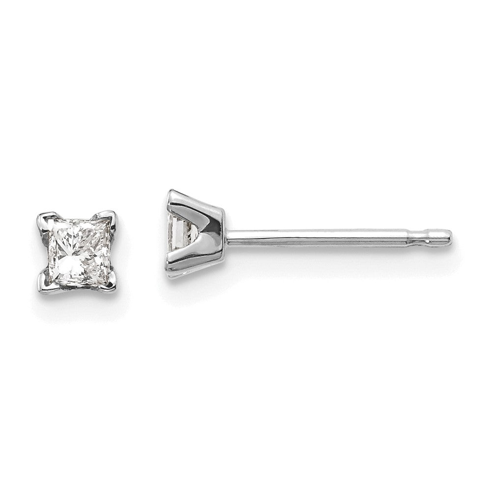 14k White Gold AAA Quality Complete Princess Cut Diamond Earring