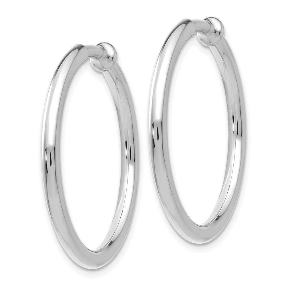 14k White Gold 2.5x Polished Tube Hoop Non-pierced Earrings