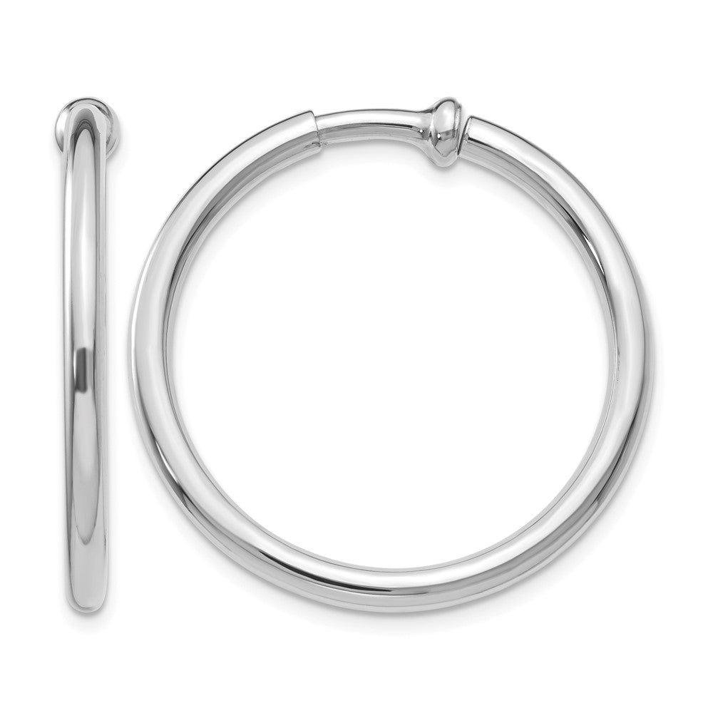 14k White Gold 2.5x Polished Tube Hoop Non-pierced Earrings