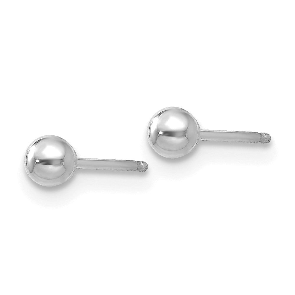 14k White Gold Polished Puffed Ball Post Earrings