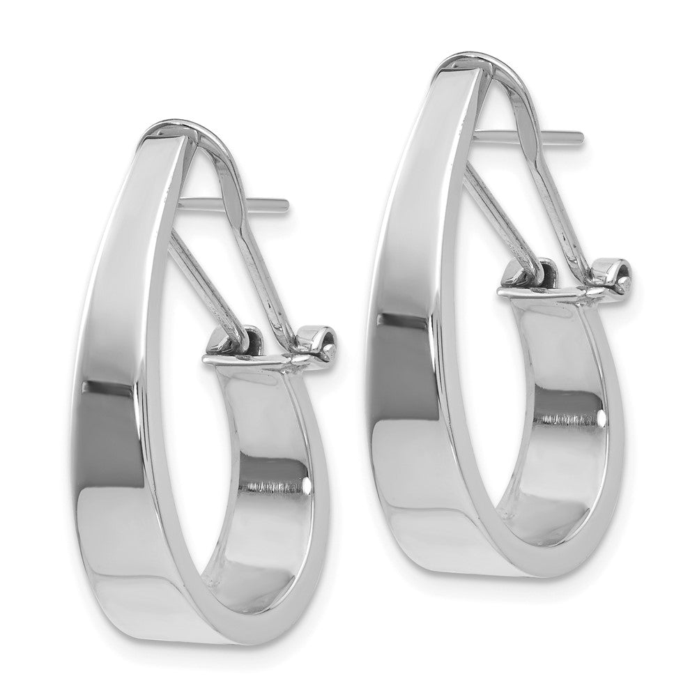 14k White Gold Polished Tapered Fancy J-Hoop Earrings