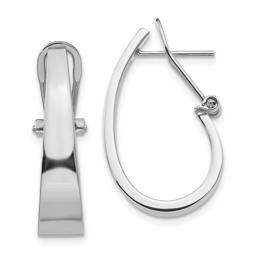 14k White Gold Polished Tapered Fancy J-Hoop Earrings