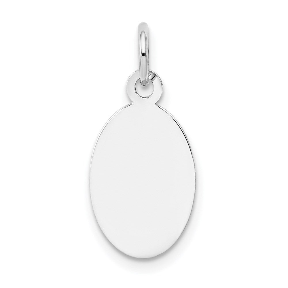 14k White Gold Plain 13.4x .011 Gauge Oval Engravable Disc Charm