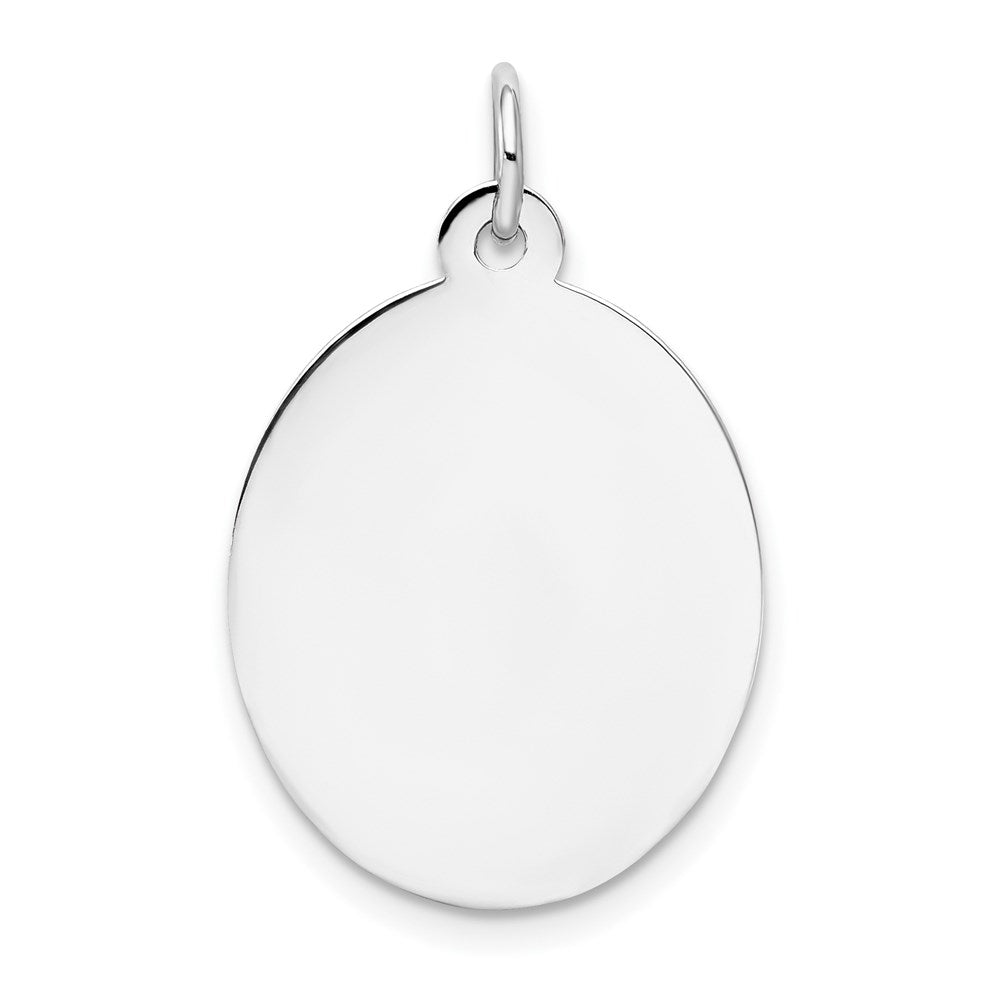 14k White Gold Plain 19.7x .011 Gauge Oval Engravable Disc Charm