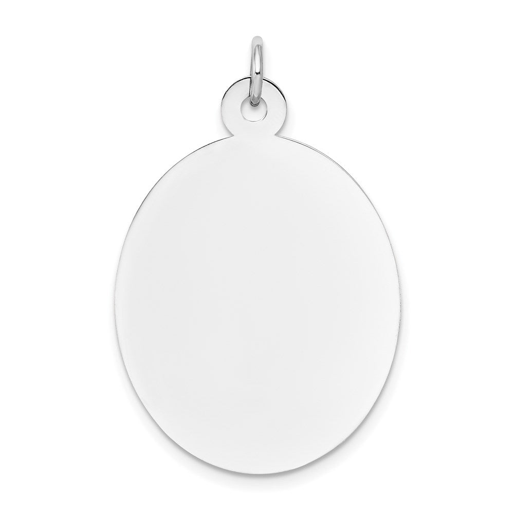 14k White Gold Plain .018 Gauge Oval Engravable 31x Disc Charm