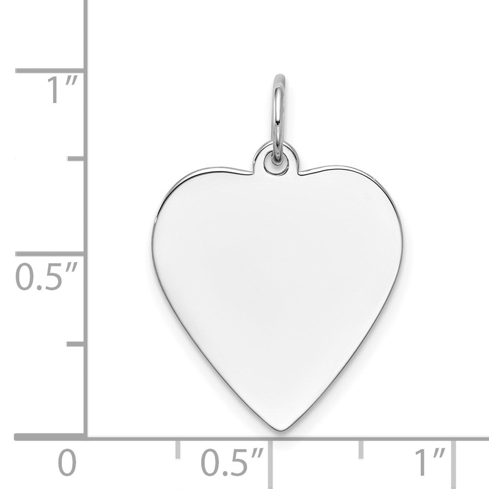 14k White Gold Plain .018 Gauge Engravable Heart 21x Disc Charm