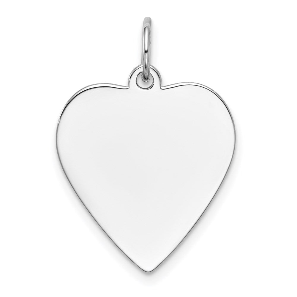 14k White Gold Plain .011 Gauge Engravable Heart 21x Disc Charm