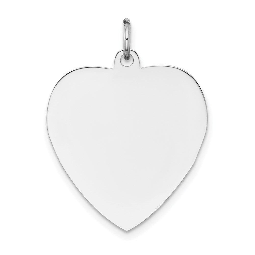 14k White Gold Plain .027 Gauge Engravable Heart 24x Disc Charm