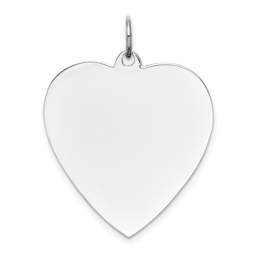 14k White Gold Plain .013 Gauge Engravable Heart 27x Disc Charm