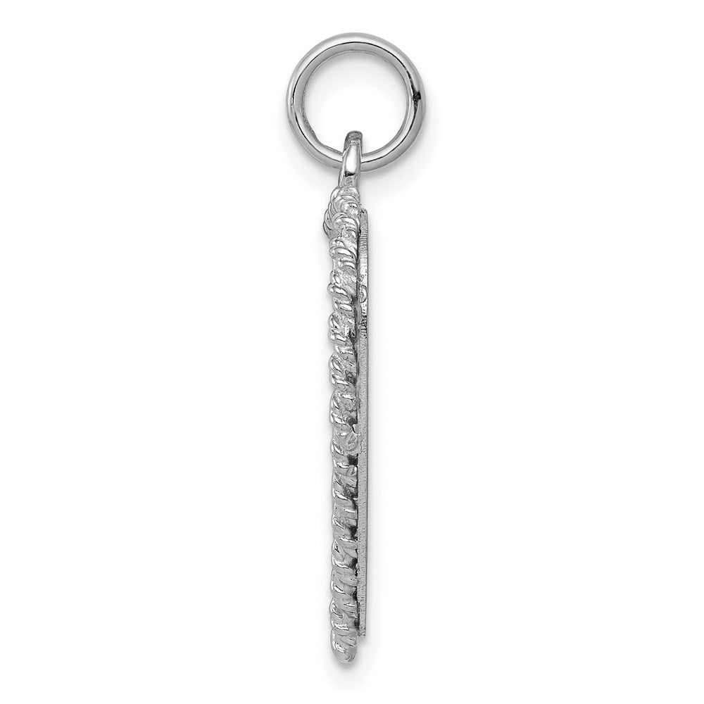 14k White Gold Etched Design with Rope Edge .013 Gauge Engravable Heart 24x Disc Charm