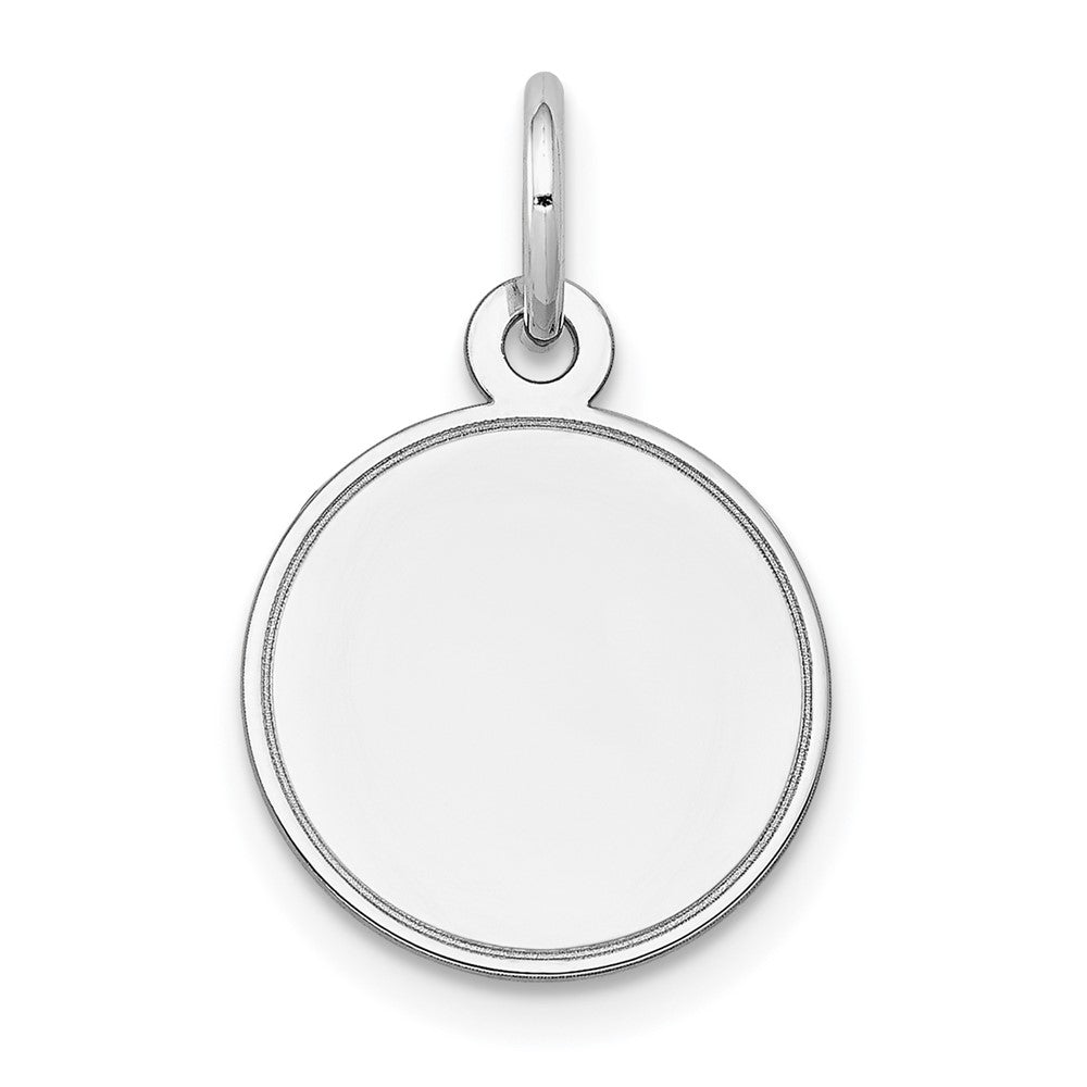 14k White Gold Plain with Grooved Edge .018 Gauge Round Engravable Disc Charm