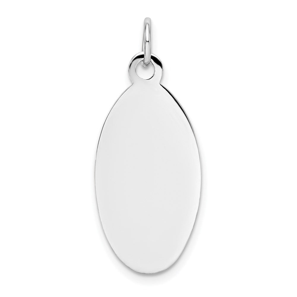 14k White Gold Plain 22x .018 Gauge Elliptical Engravable Disc Charm