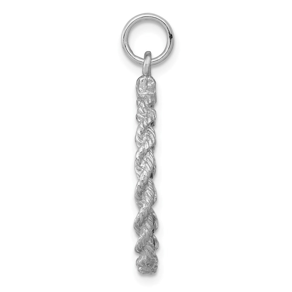 14k White Gold .013 Gauge Round Engravable Disc with Rope Charm