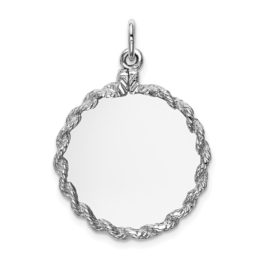14k White Gold Rope Edge .013 Gauge Engravable Round 27x Disc Charm