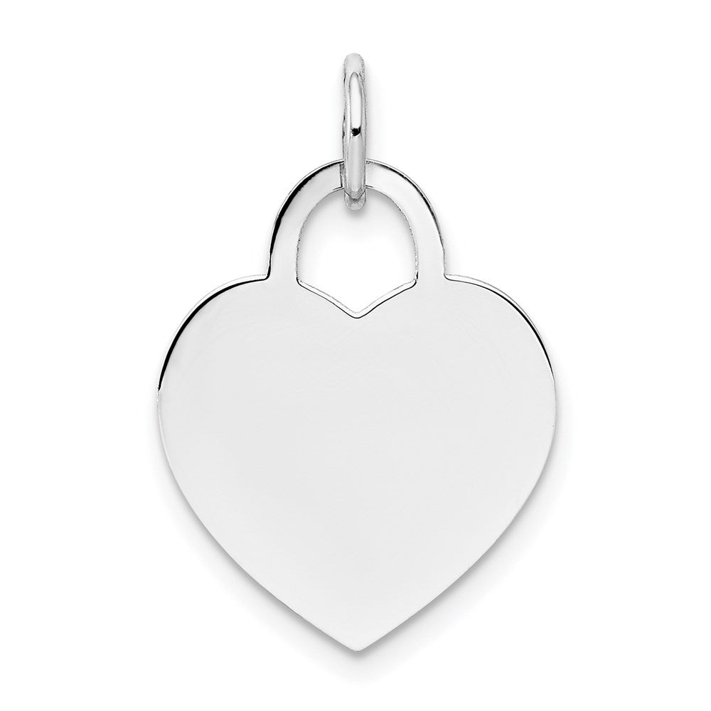 14k White Gold Plain .018 Gauge Engravable Heart 19x Disc Charm