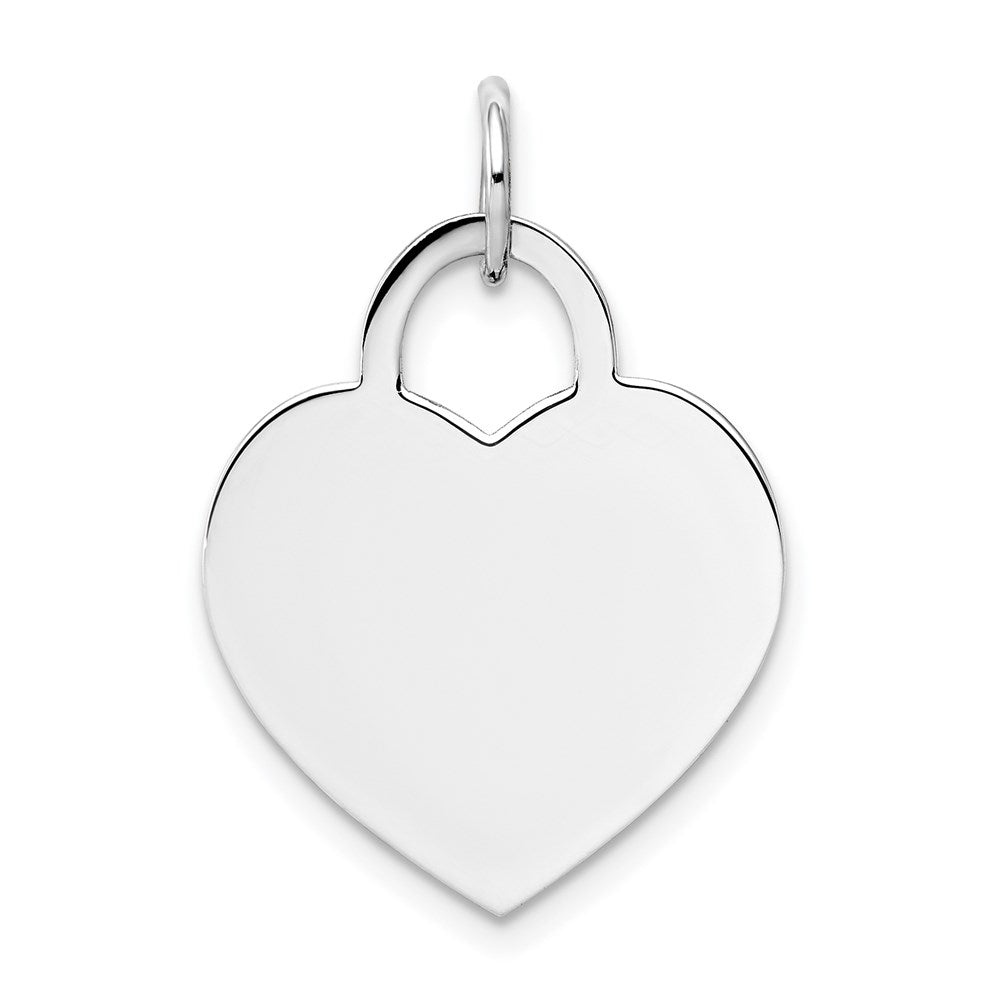 14k White Gold Plain .018 Gauge Engravable Heart 22x Disc Charm