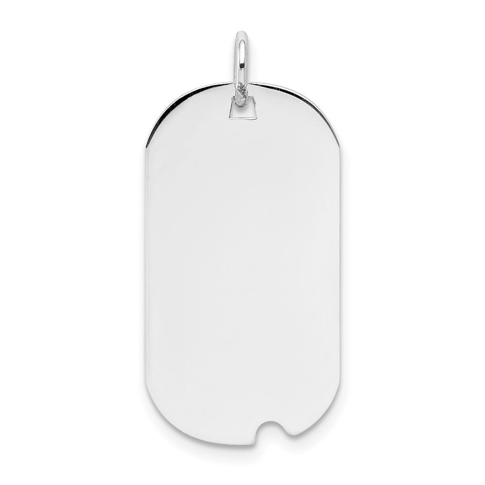 14k White Gold Plain .018 Gauge Engravable 25x Dog Tag with Notch Disc Charm