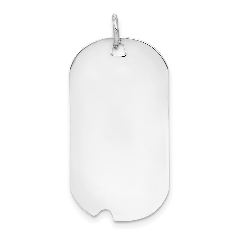 14k White Gold Plain .011 Gauge Engravable Dog Tag w/Notch Disc