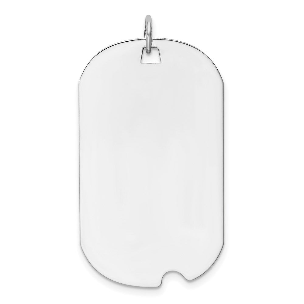 14k White Gold Plain .018 Gauge Engravable 36x Dog Tag with Notch Disc Charm