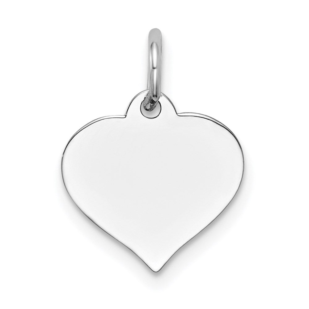 14K White Gold Plain .009 Gauge Engravable Heart 14x Disc Charm