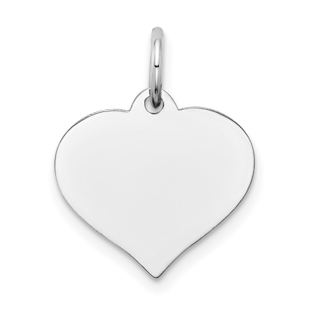 14k White Gold Plain .013 Gauge Engravable Heart 15x Disc Charm