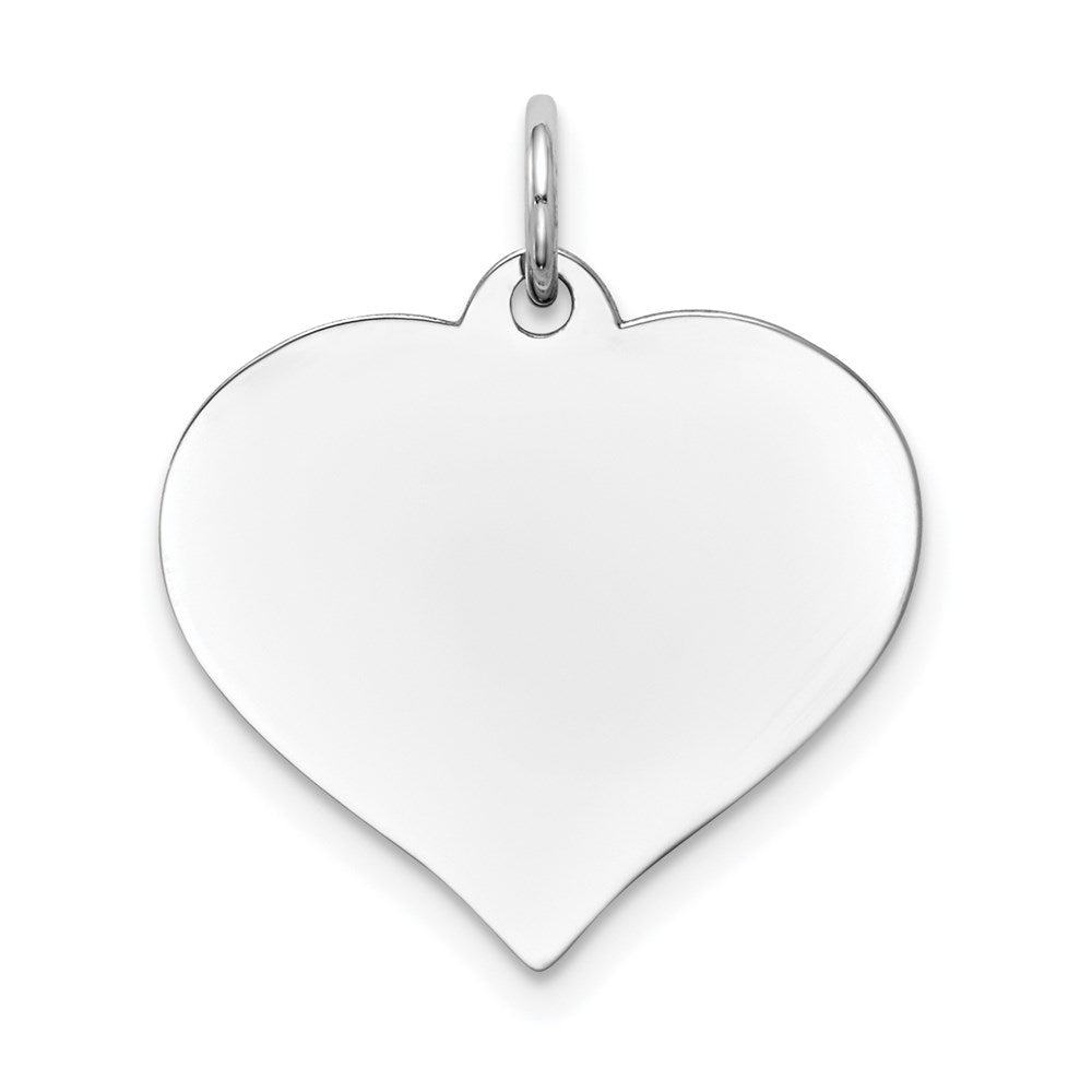 14K White Gold Plain .018 Gauge Engravable Heart 20x Disc Charm