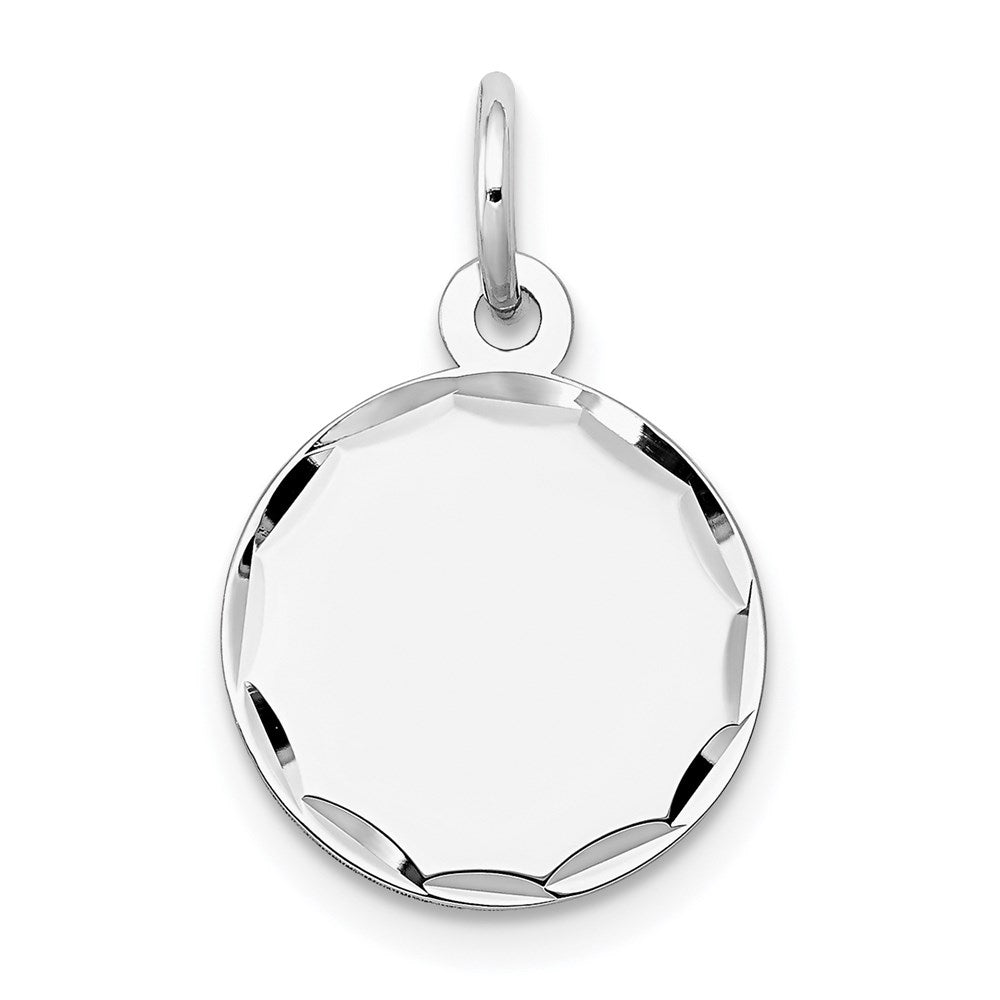 14k White Gold Etched .009 Gauge Engraveable Round Disc Charm