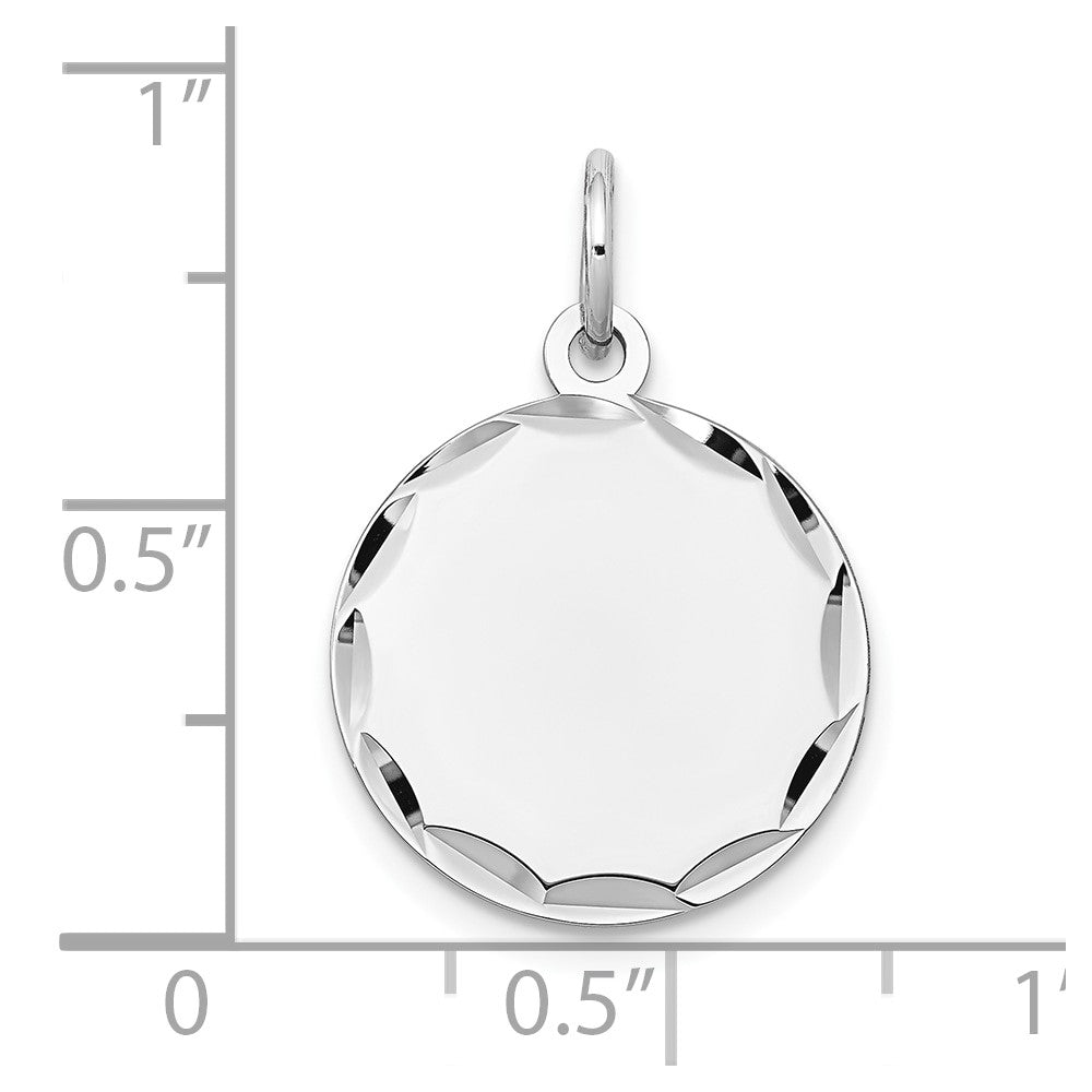 14k White Gold Etched Edge .009 Gauge Engraveable Round Disc Charm