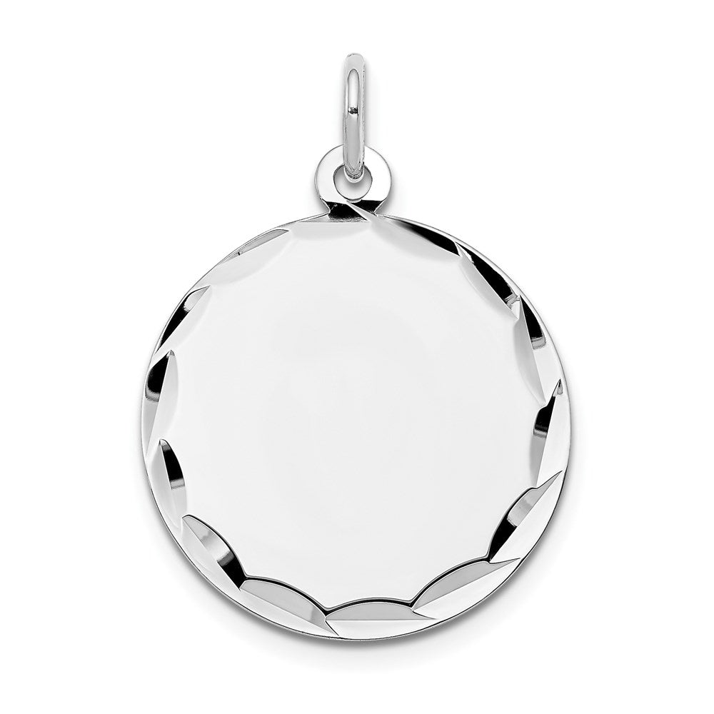 14k White Gold Etched Edge .035 Gauge Engraveable Round Disc Charm