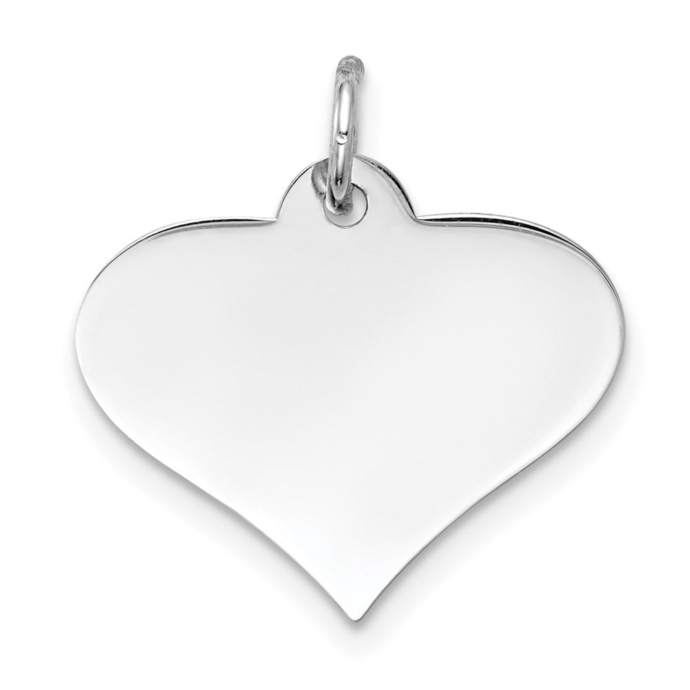 14k White Gold Plain .011 Gauge Engraveable Heart 16x Disc Charm