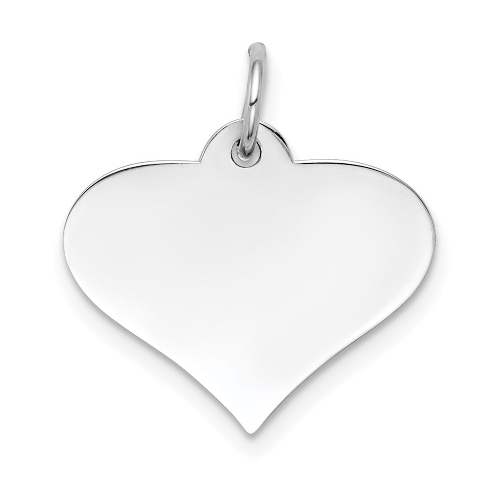 14k White Gold Plain .018 Gauge Engraveable Heart 18x Disc Charm