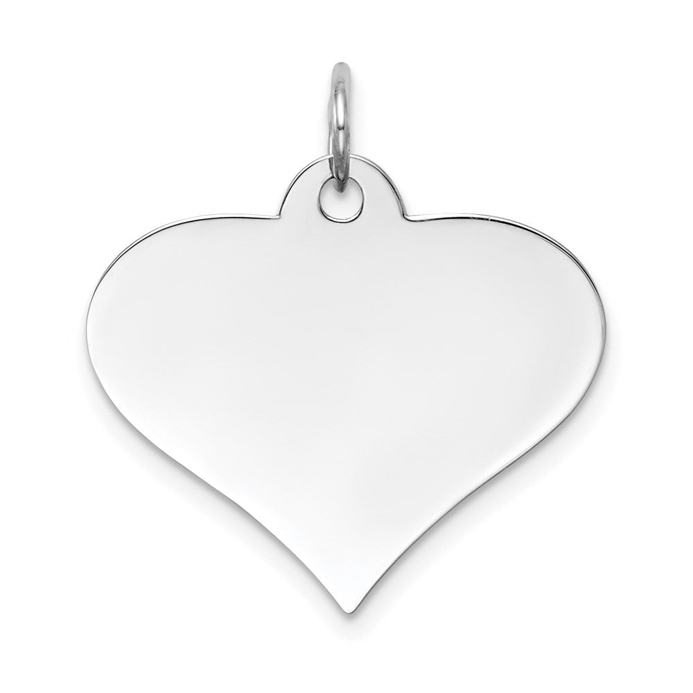 14k White Gold Plain .035 Gauge Engraveable Heart Disc Charm