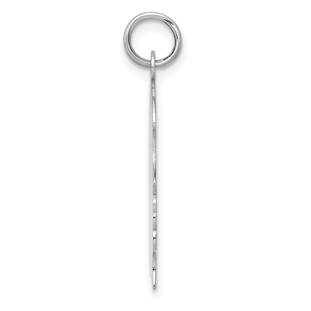 14k White Gold Plain Large.018 Depth Facing Right Engravable Girl Charm