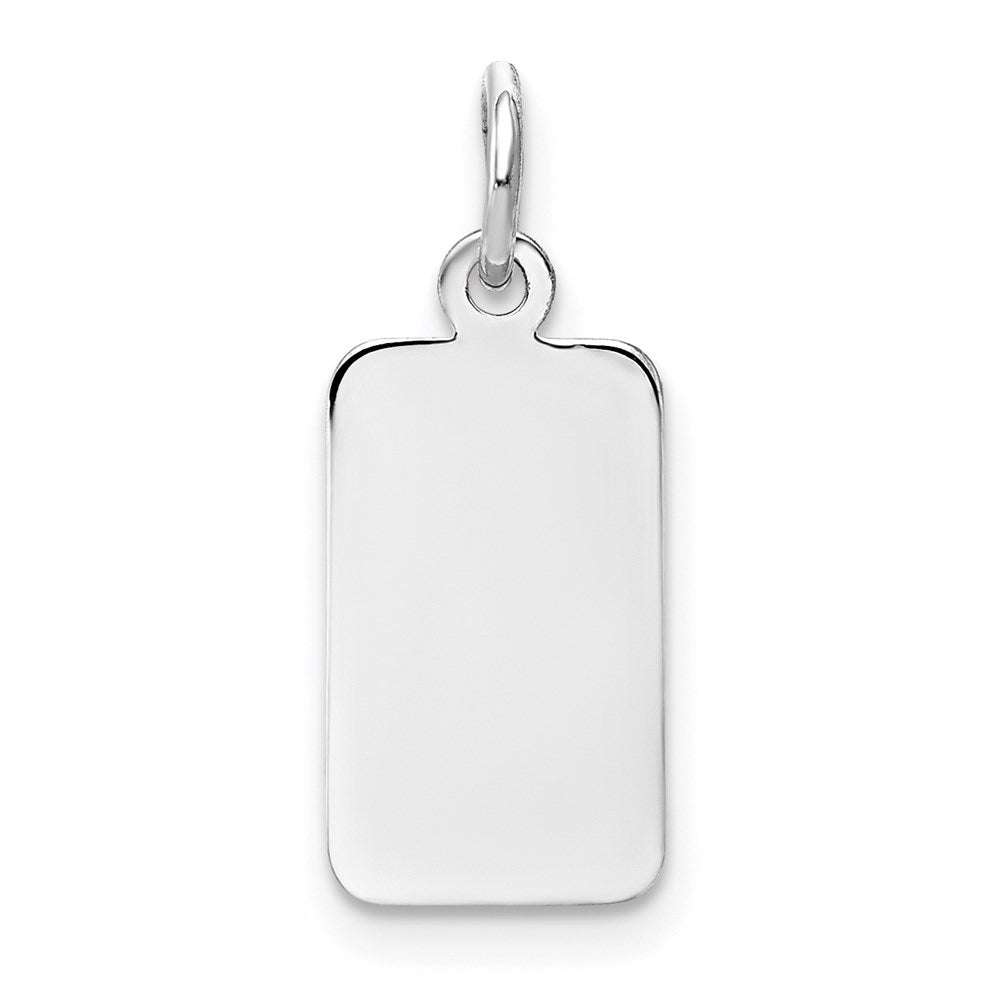 14k White Gold Plain 13x .018 Gauge Rectangular Engravable Charm