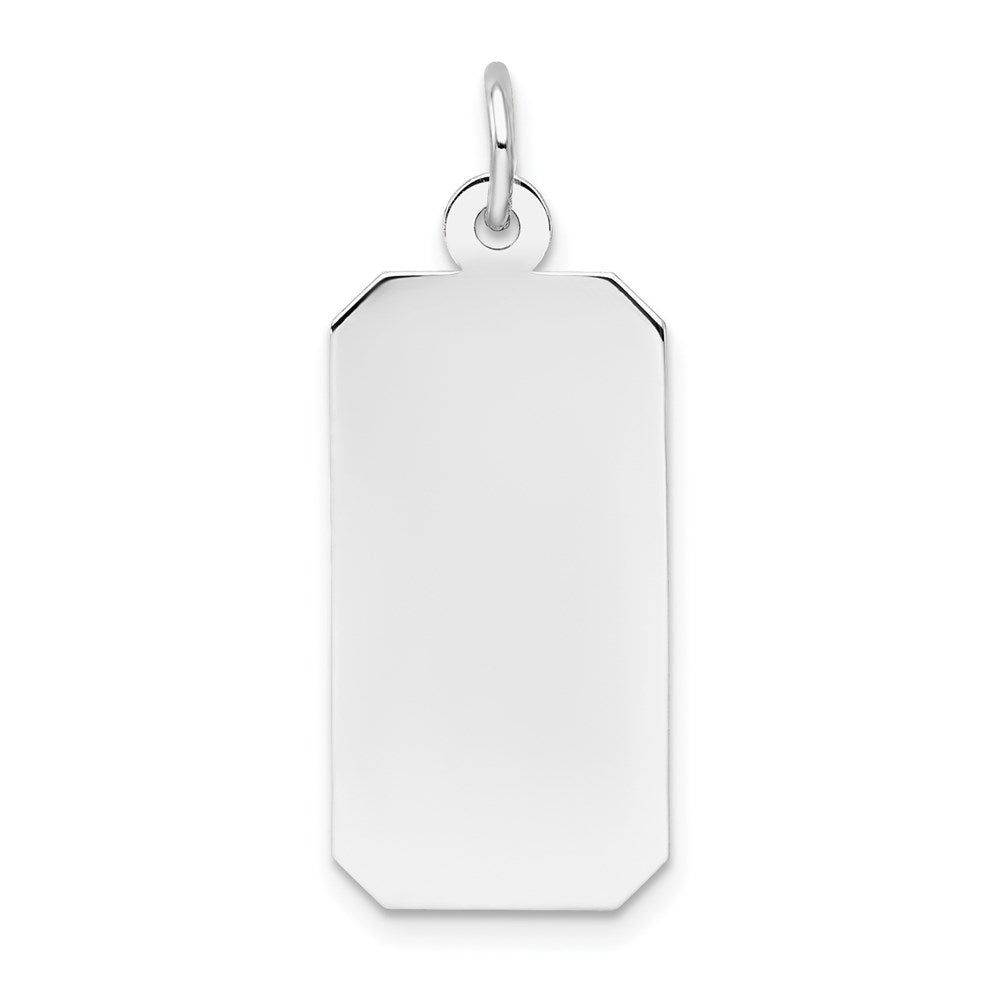14k White Gold Plain 21.7x .027 Gauge Rectangular Engravable Charm