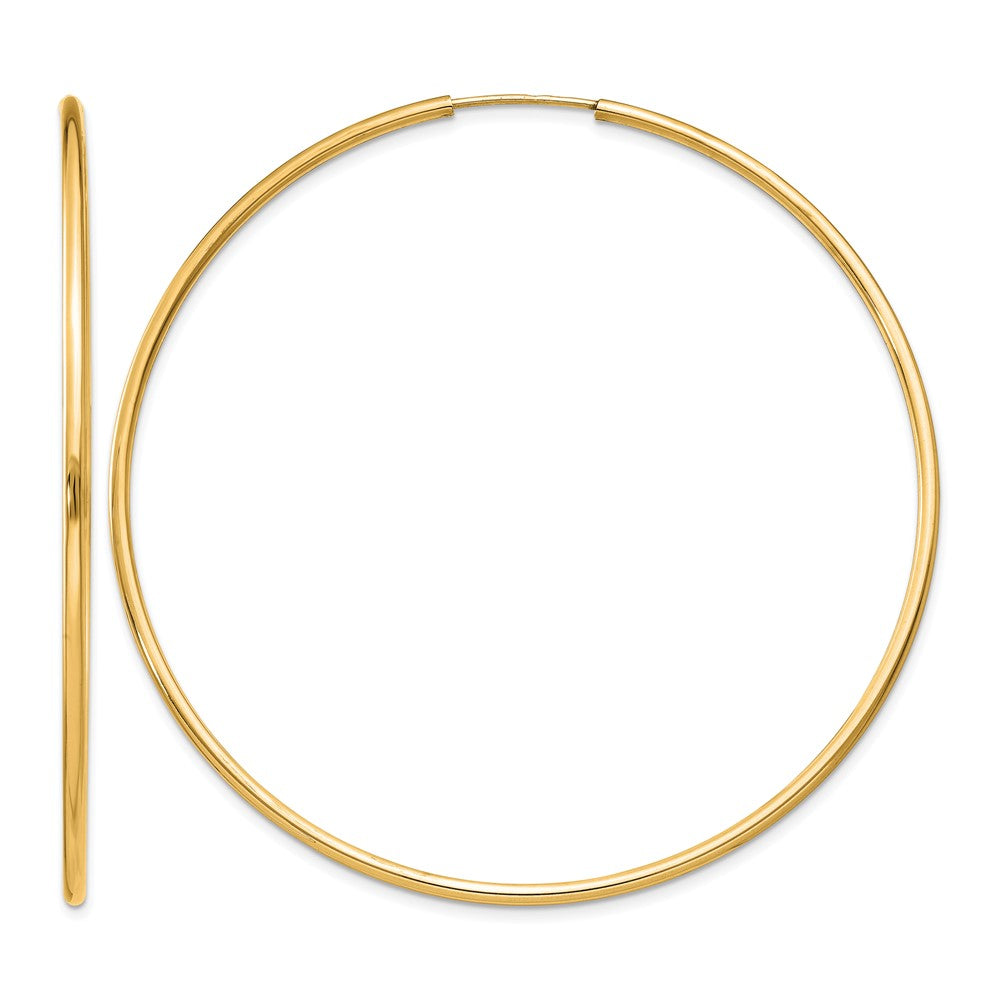 14k 1.5x Polished Round Endless Tube Hoop Earrings