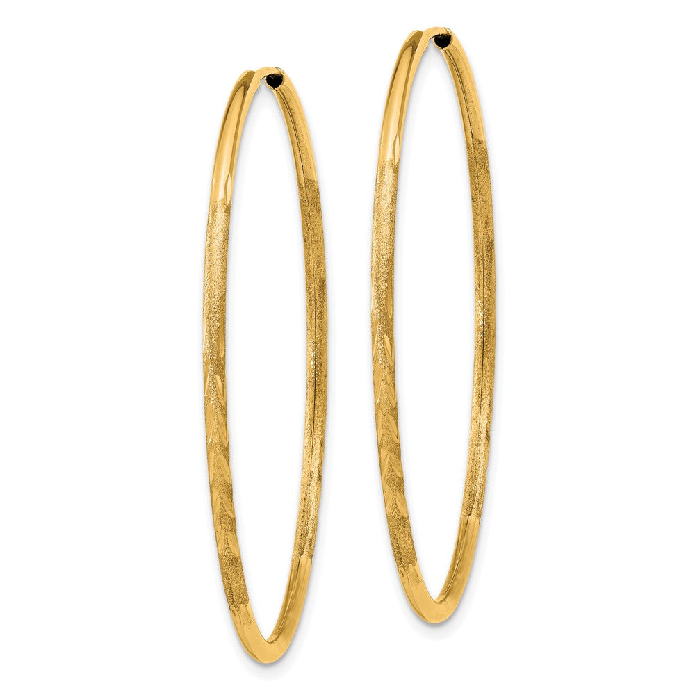 14k 1.5x Satin Diamond-cut Endless Tube Hoop Earrings