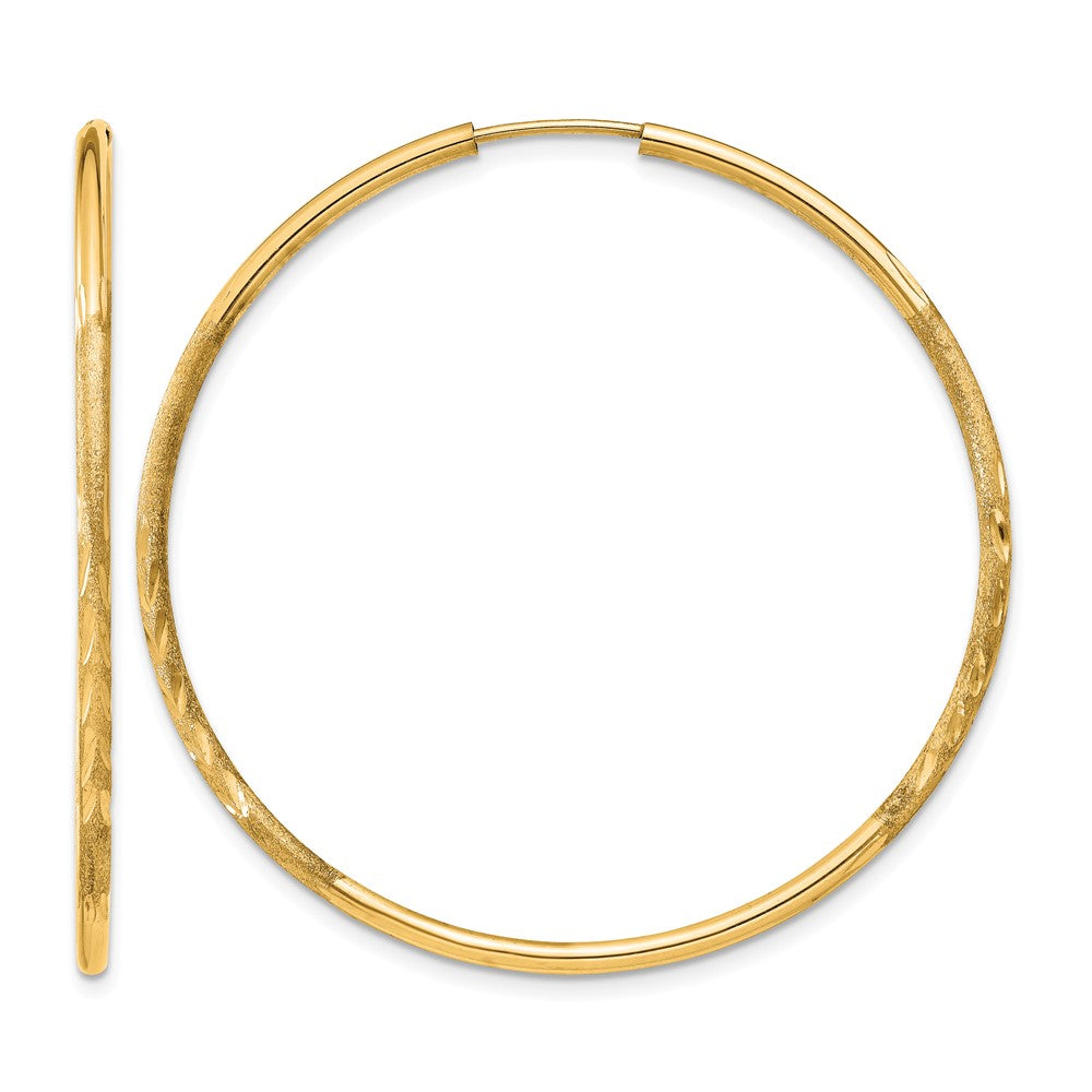 14k 1.5x Satin Diamond-cut Endless Tube Hoop Earrings