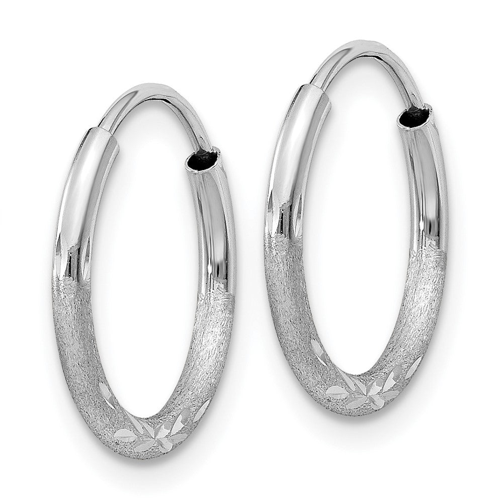 14k White Gold Diamond-cut Endless Hoop Earrings