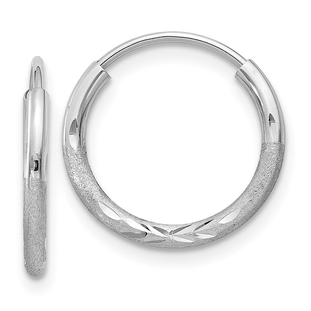 14k White Gold Diamond-cut Endless Hoop Earrings