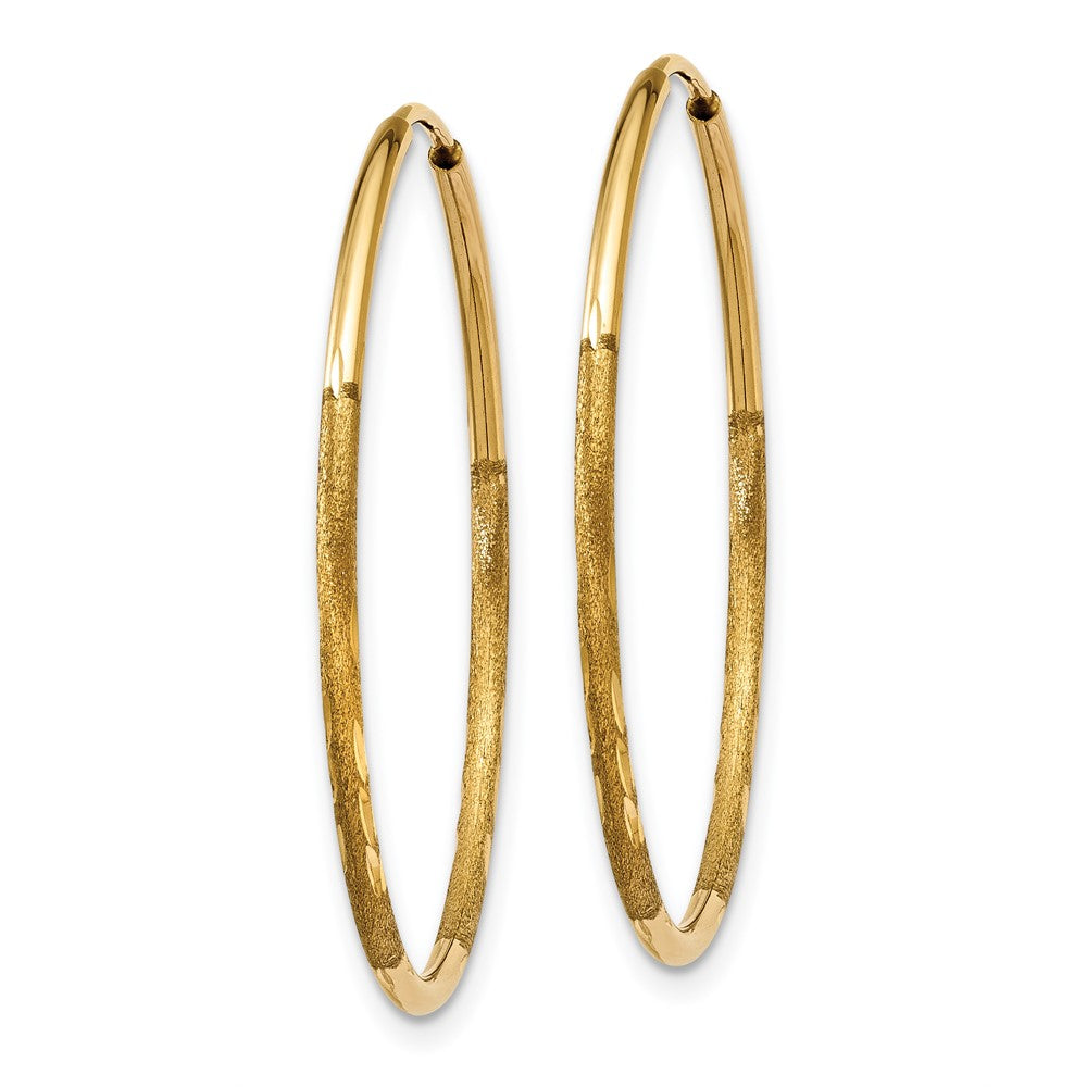 14k 1.2x Satin Diamond-cut Endless Tube Hoop Earrings
