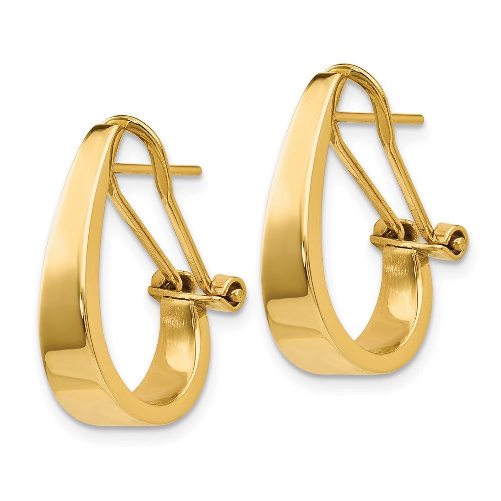 14k Polished J-Hoop Omega Back Post Earrings